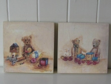 Beren schilderijtjes set van 2