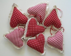 Clayre & Eef decoslinger hartjes rood ruit stip