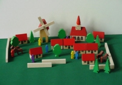 Bouwset Dorp met molen en kerk