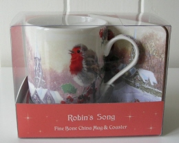 Geschenkset mok Roodborstje met onderzetter