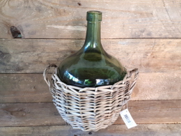 Fles met mand van gerecycled glas