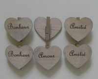 Houten knijperset Bonheur
