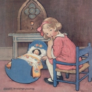 jws 36 girl with doll in cradle