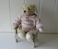 pomme-pidou knuffelbeer streeptrui roze 3693