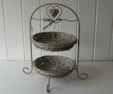 Rustic rattan etagère 2 laags Hart
