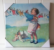 Schilderij Jessie Willcox Smith Girl Hanging Laundry