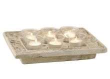Stenen waxinehouder 6 glaasjes