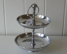 Verzilverde etagere 2laags