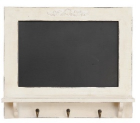 Whitewash krijtbord met 3 haken