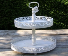 Whitewash ovale etagère 2laags